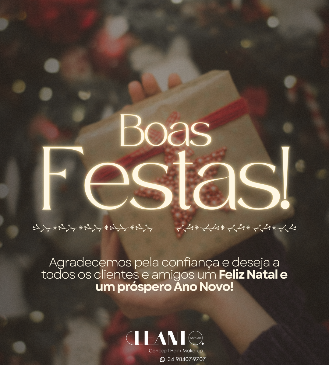 Boas Festas! Cleanto agradece pela confiança e deseja a todos os clientes e amigos um Feliz Natal e um próspero Ano Novo!