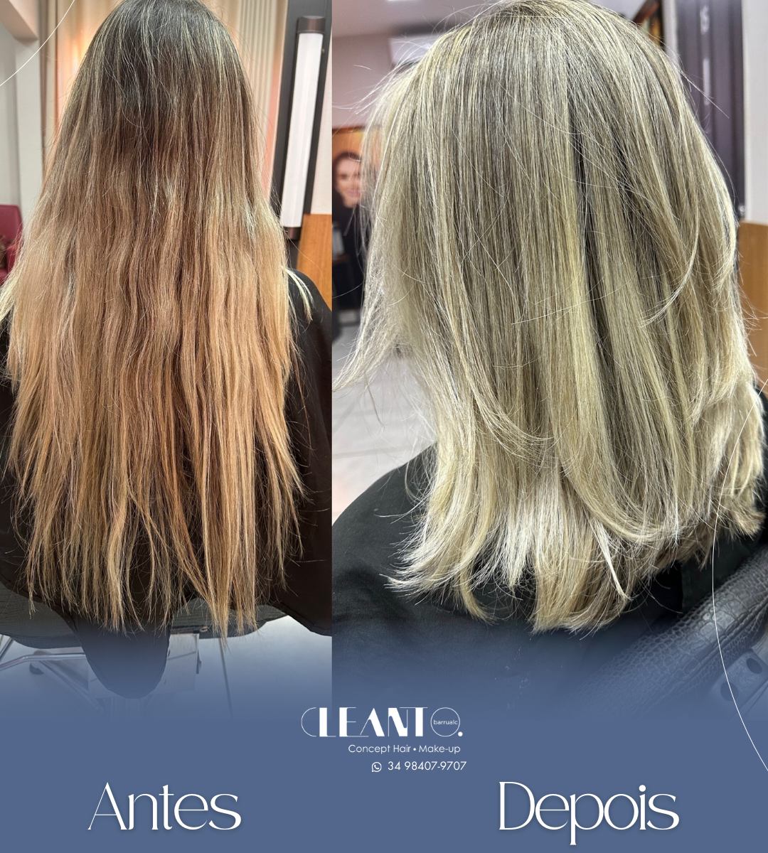 Antes e depois. O antes e depois que transforma mais do que o visual. Porque mudar o cabelo e também mudar de atitude vem viver essa experiência e se surpreender com o seu depois.