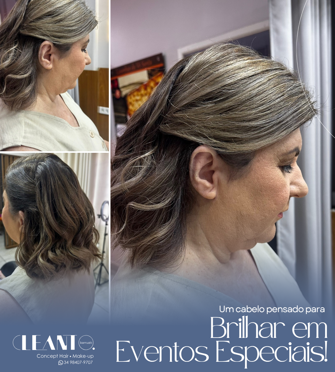 Penteado para festa. Um cabelo pensado para brilhar em eventos especiais. Elegância não grita, sussurra nos detalhes.