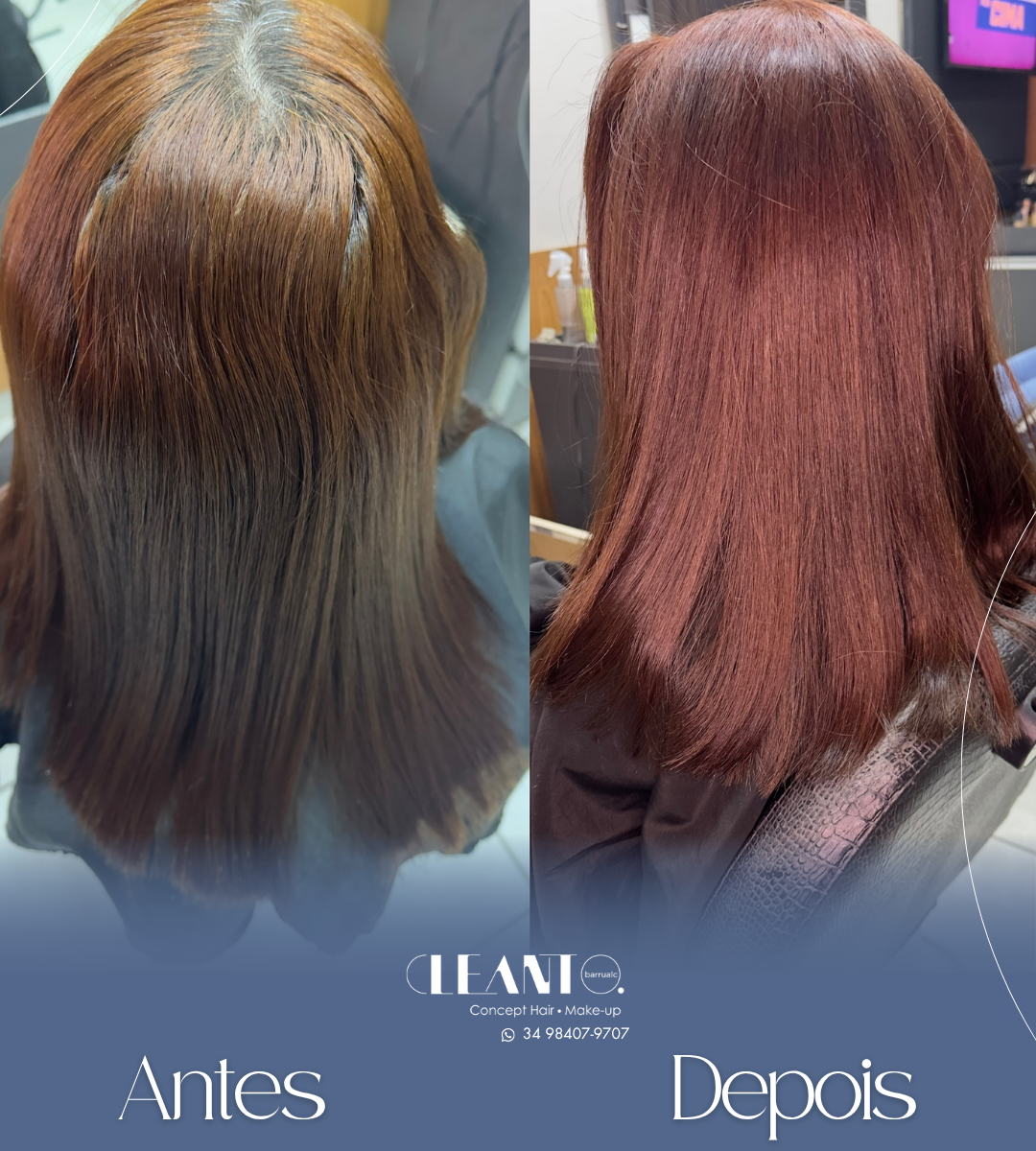 Antes e depois cabelo ruivo. Antes e depois de um ruivo cheio de brilho e personalidade! Nada como realçar a beleza dos tons quentes com um acabamento impecável.