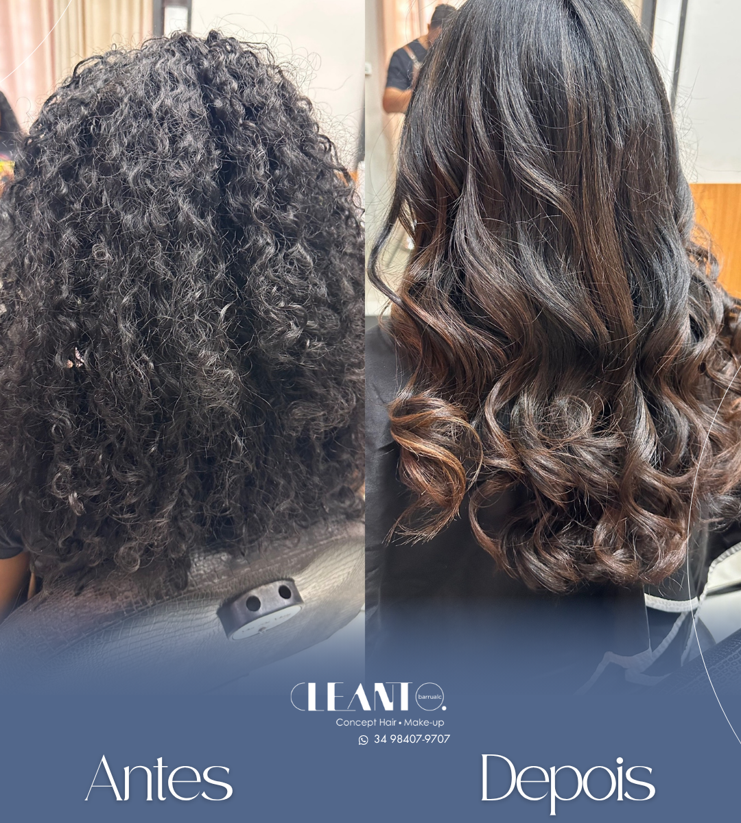 Antes e Depois. Fios tratados e finalizados com leveza Nada como ver o resultado de um bom cuidado com os cabelos!
