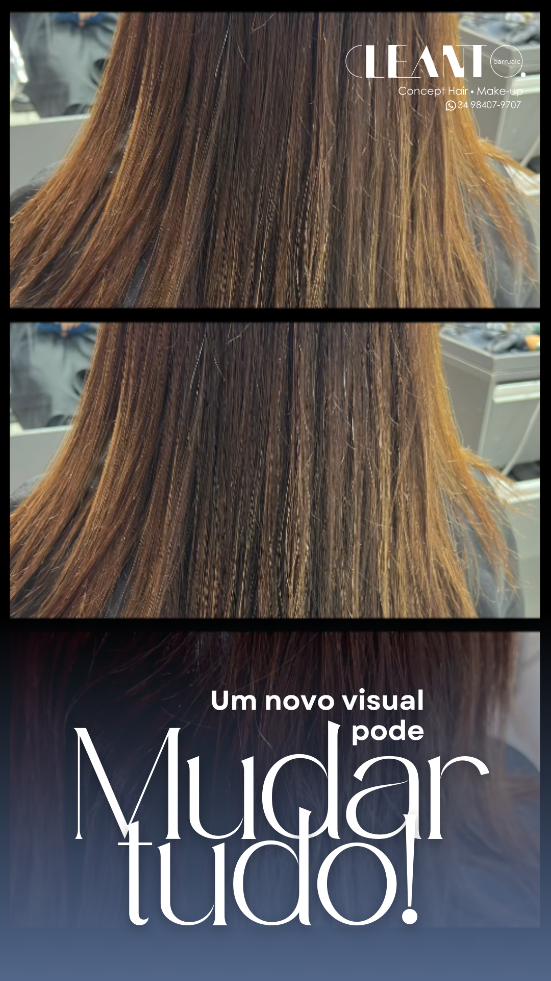 Flash de transformação. Em poucos segundos já dá para sentir o impacto de um visual renovado: mais brilho, mais movimento e mais confiança.
