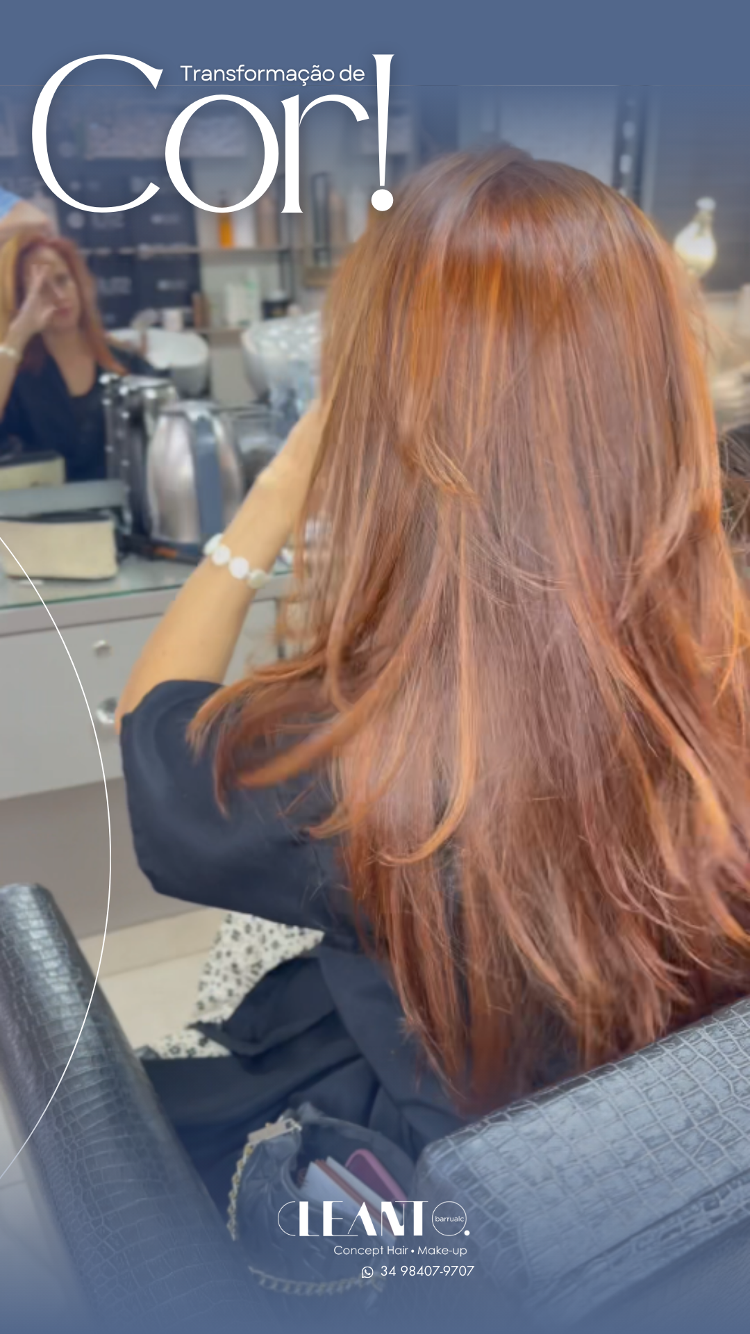 Transformação de Cor. Uma mudança que valoriza o movimento natural e traz vida nova ao visual — simples, elegante e cheia de personalidade.