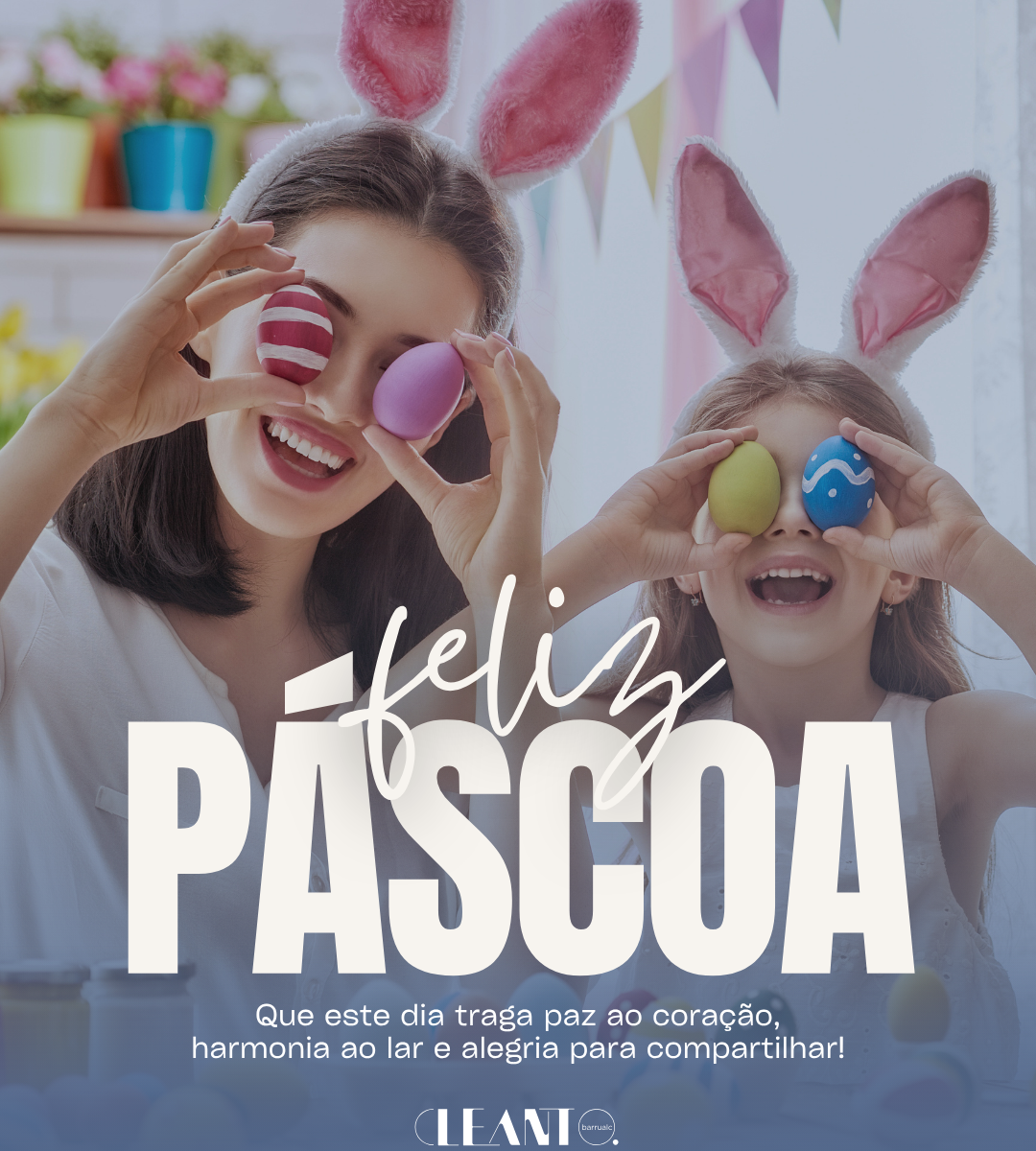 Páscoa. A Páscoa é tempo de renovação, esperança e novos começos. Que este dia traga paz ao coração, harmonia ao lar e alegria para compartilhar.