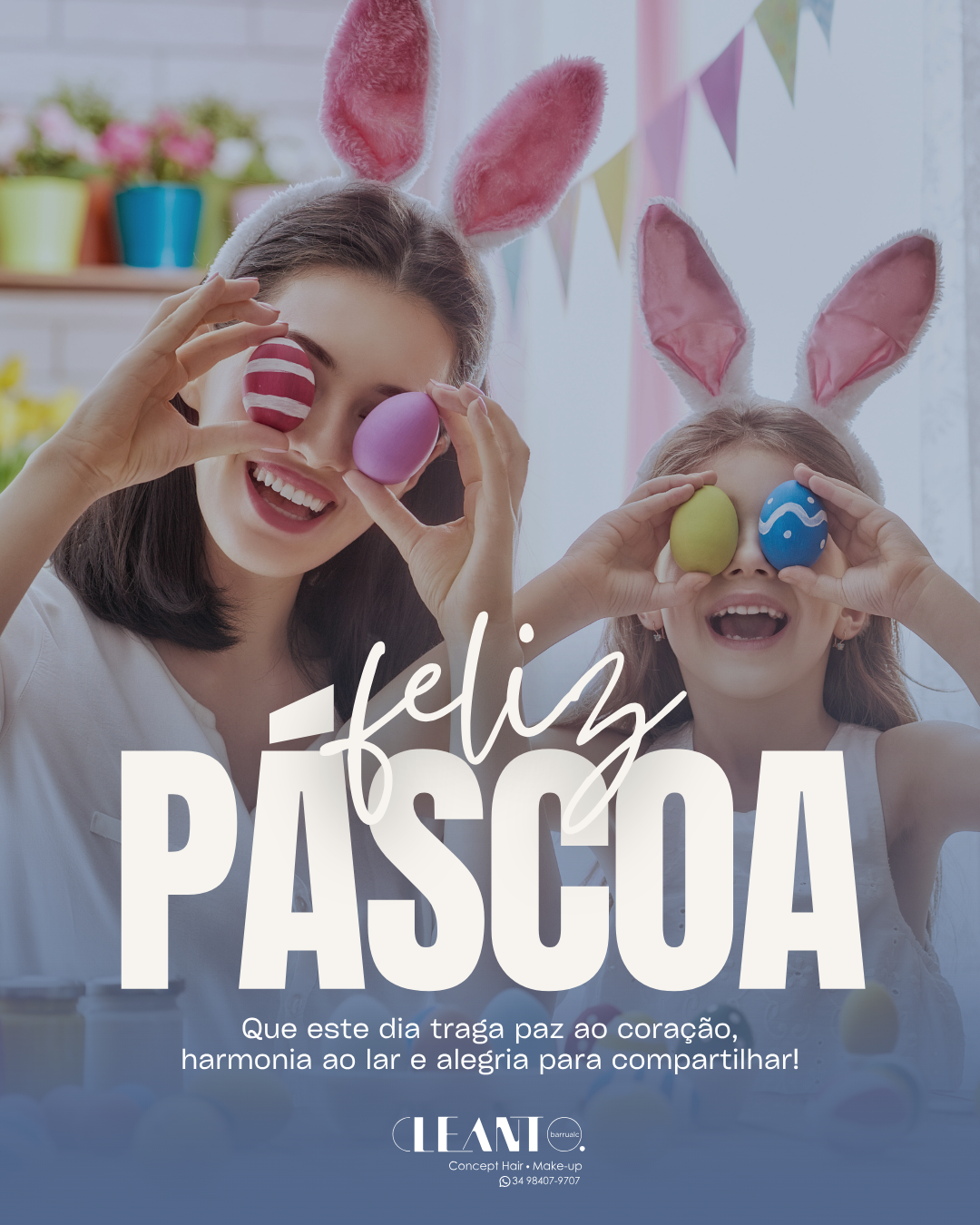 Páscoa. A Páscoa é tempo de renovação, esperança e novos começos. Que este dia traga paz ao coração, harmonia ao lar e alegria para compartilhar.