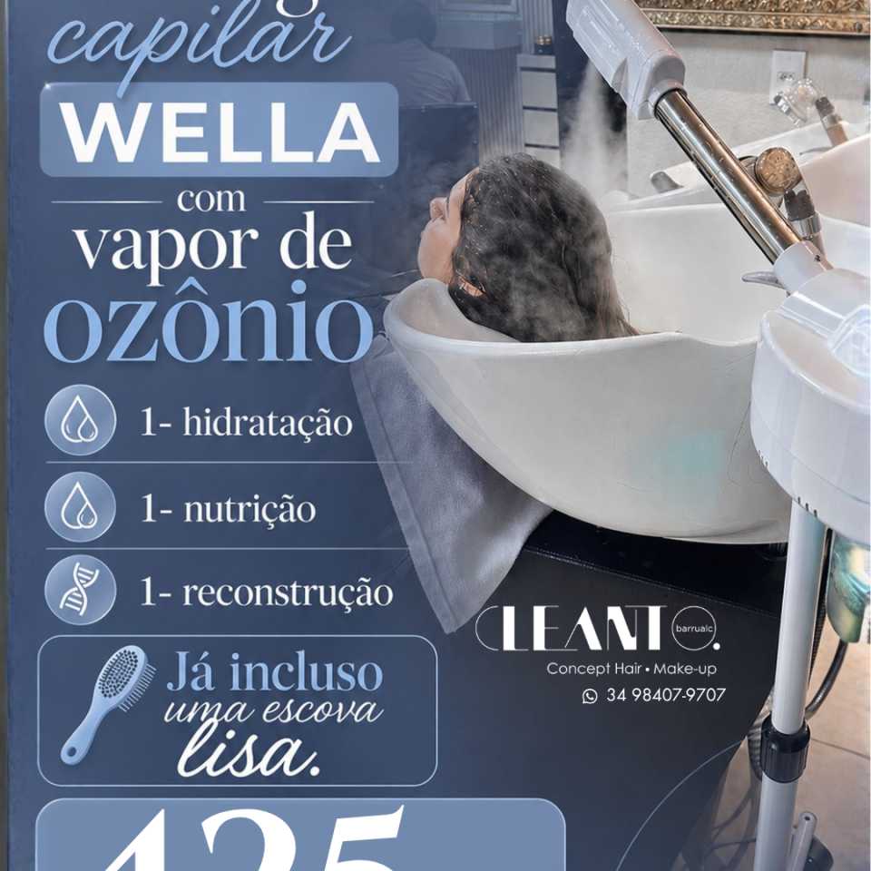 Cronograma Capilar Wella com Vapor de Ozônio. Recupere seu cabelo em 3 etapas e sinta a diferença já na primeira sessão!