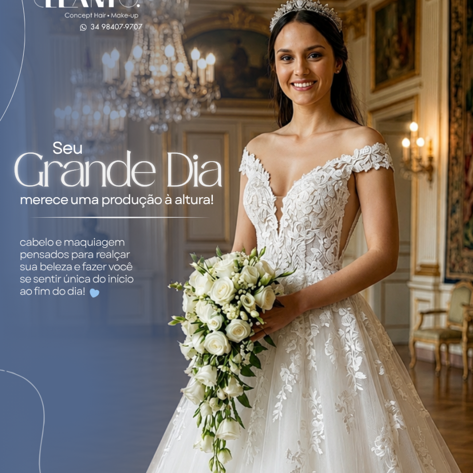 Seu grande dia merece uma produção à altura! Cada detalhe precisa conversar com o estilo da noiva — leveza, elegância e presença na medida certa.
